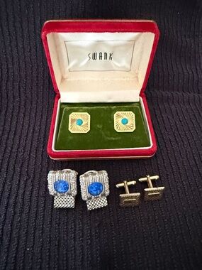 MENS SWANK CUFFLINKS SET/3
